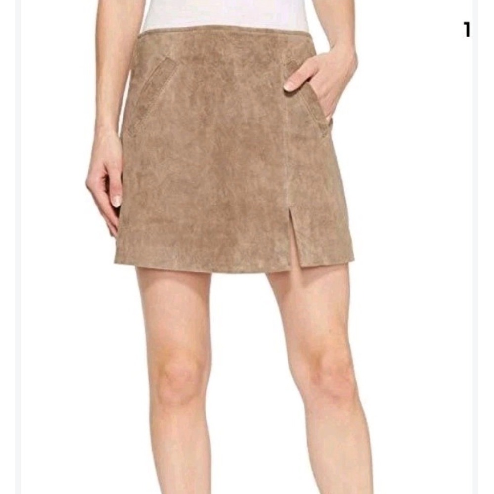 [BLANKNYC] Suede Mini Skirt Women 28 Taupe Excellent Front Slit 73K-0104NOK